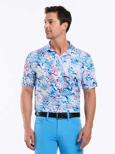 Robert Graham Wavelength Short Sleeve Polo In Blue