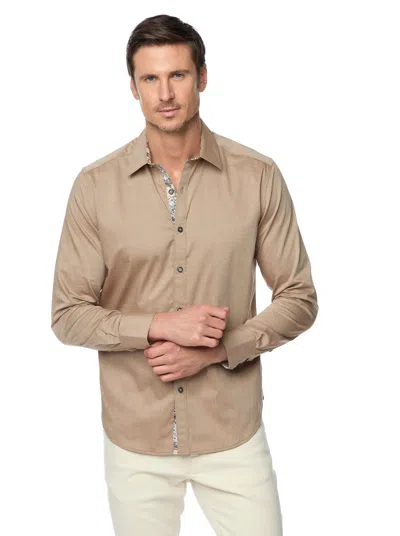 Robert Graham Wayfarer Long Sleeve Button Down Shirt In Khaki
