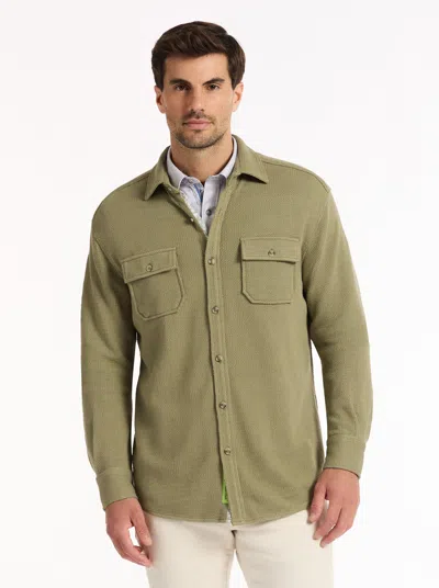 Robert Graham Wayne Long Sleeve Button Down Knit Shirt In Green