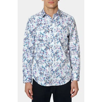 Robert Graham White Faded Floral Cotton Button-up Shirt In Multicolor