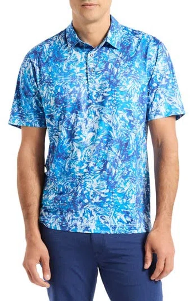 Robert Graham Wilbur Wavy Print Polo In Blue