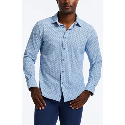 Robert Graham Wilshire Classic Fit Crosshatch Print Knit Button-up Shirt In Blue