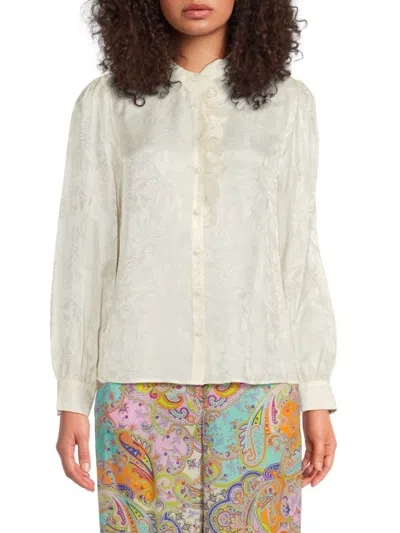 Robert Graham Women's Brigitte Jacquard Button-front Blouse In White