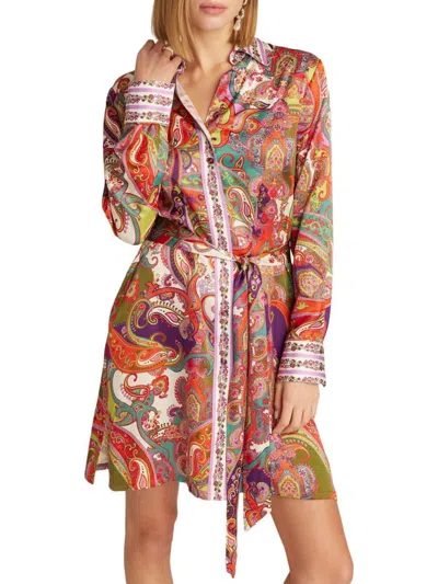 Robert Graham Women's Charlotte Paisley Long-sleeve Mini-shirtdress In Multi