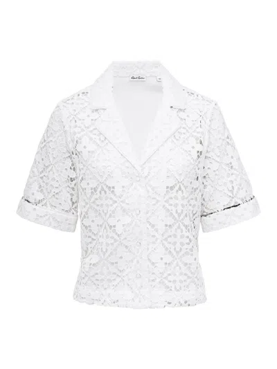 Robert Graham Women's Gemma Geometric Lace Palm Shirt In White