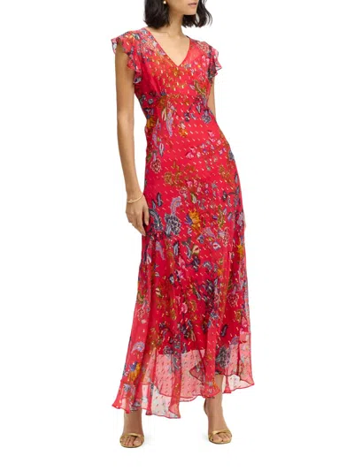 Robert Graham Women's Leighton Floral Silk-blend Maxi-dress In Red
