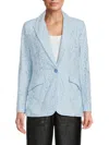Robert Graham Penelope Single-button Floral Lace Jacket In Light Blue