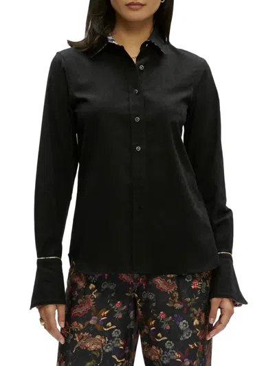 Robert Graham Women's Priscilla Sateen Floral-lined Shirt In Black