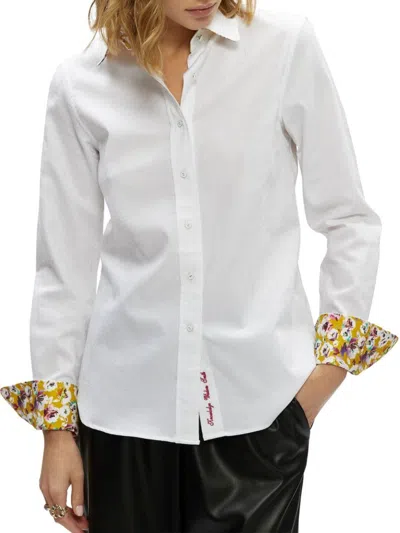 Robert Graham Women's Priscilla Sateen Floral-lined Shirt In White