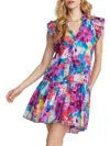 Robert Graham Savannah Floral-print Flounce Ruffle Mini Dress In Purple Multi