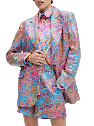 Robert Graham Women's Zero Dylan Sequined Paisley Single-breasted Jacket In Pink