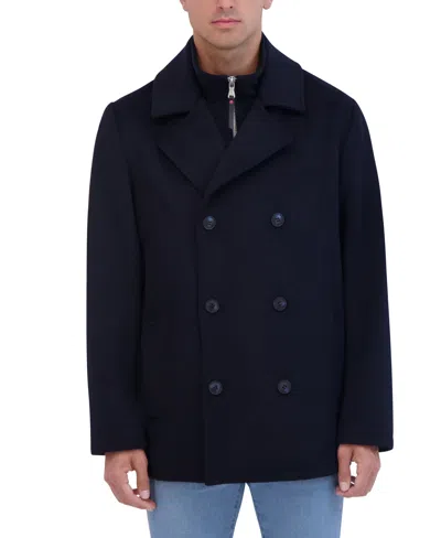 Robert Graham Wool Double Breasted Coat In Navy