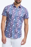 Robert Graham Zorin Short Sleeve Cotton Button-up Shirt In Blue