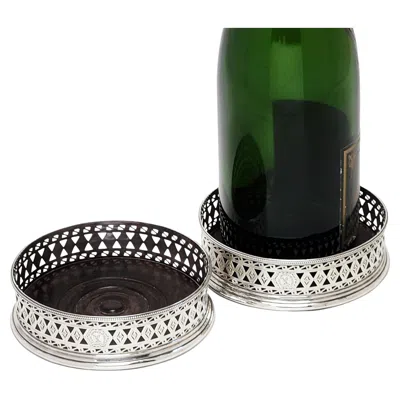 Pre-owned Robert Hennell Pair Antique George Iii Sterling Silver Wine Bottle Coasters 1786  In Black