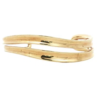 Pre-owned Robert Lee Morris 18 Karat Yellow Gold Two Row Solid Cuff Bangle Bracelet