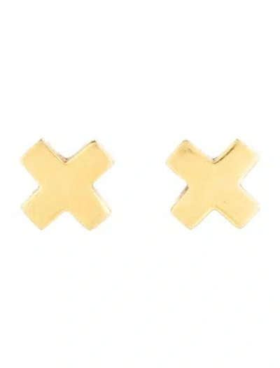 Pre-owned Robert Lee Morris 18k Cross Stud Earrings” In Multicolor