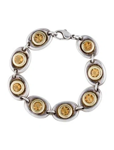 Pre-owned Robert Lee Morris 9.04ct Citrine Chain Link Bracelet, 7.25" In Multi