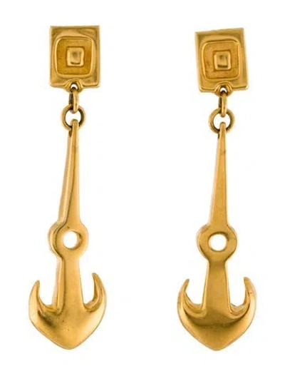 Pre-owned Robert Lee Morris Anchor Drop Earrings In Multi