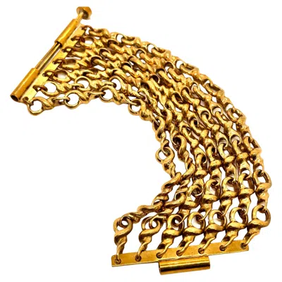 Pre-owned Robert Lee Morris Brass 7 Row Knotted Link Bracelet In Multi