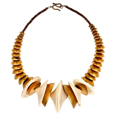 Pre-owned Robert Lee Morris Brass And Shell Nautilus Necklace, 1975 In Multi