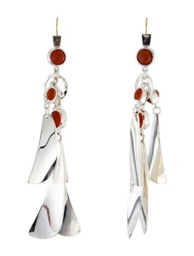 Pre-owned Robert Lee Morris Carnelian Flat Drop Earrings In Multi