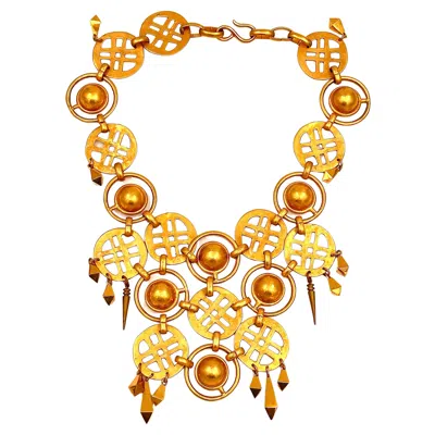 Pre-owned Robert Lee Morris Casual Gold Gilded Multi-patterned Bib Necklace