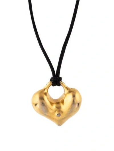 Pre-owned Robert Lee Morris Cord Heart Pendant Necklace, 32" In Multicolor