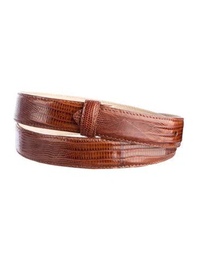 Pre-owned Robert Lee Morris Embossed Leather Belt Kit In Brown
