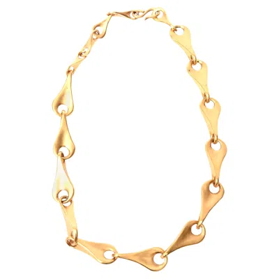 Pre-owned Robert Lee Morris For Artwear Gold Plated Sterling Silver Sculptural Necklace In Sand