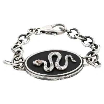 Pre-owned Robert Lee Morris For Elizabeth & James Silver Snake Motif Oval Link Bracelet In Multiple