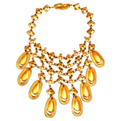 Pre-owned Robert Lee Morris Gilded Moonfeather Bib Casual Necklace In Multi