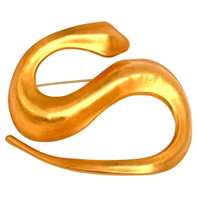 Pre-owned Robert Lee Morris Gilded Snake Brooch In Multi