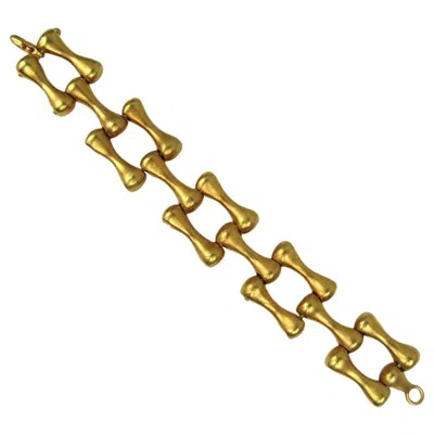 Pre-owned Robert Lee Morris Gold Bone Link Bracelet 1990s In Brown