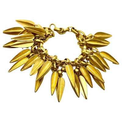Pre-owned Robert Lee Morris Gold Dart Fringe Charm Bracelet In Multi