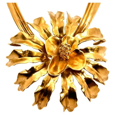 Pre-owned Robert Lee Morris Gold Plated Brass Exploding Flower Necklace In Multi