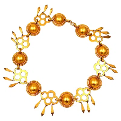 Pre-owned Robert Lee Morris Gold Plated Brass Guinevere Domes Necklace In Multi