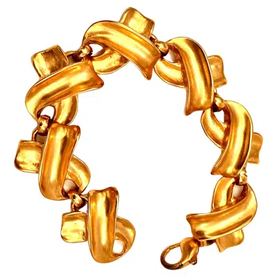 Pre-owned Robert Lee Morris Gold Plated Ribbon Link Bracelet 1992 In Multi