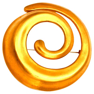 Pre-owned Robert Lee Morris Large Gilded Spiral Brooch In Multi