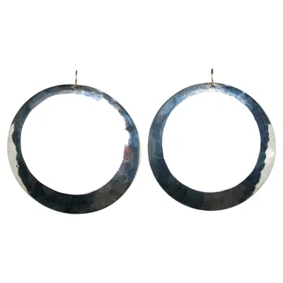 Pre-owned Robert Lee Morris Large Sterling Silver Hammered Vintage Hoop Earrings In Multiple