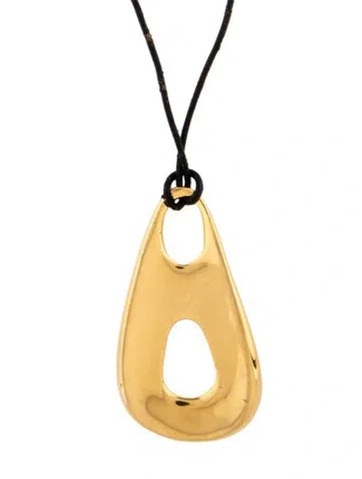 Pre-owned Robert Lee Morris Leather Cord Pendant Necklace, 37" In Black