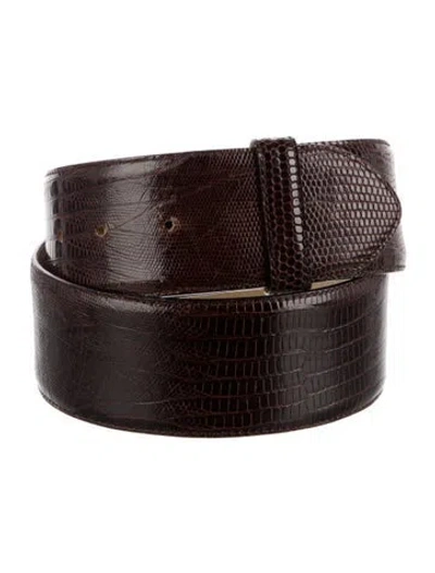 Pre-owned Robert Lee Morris Lizard Belt In Black
