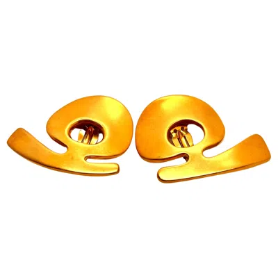 Pre-owned Robert Lee Morris Matte Gold Plated Abstract Symbols Button Earrings In Multi