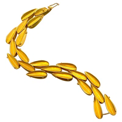 Pre-owned Robert Lee Morris Matte Gold Plated Brass Dart Bracelet In Multi