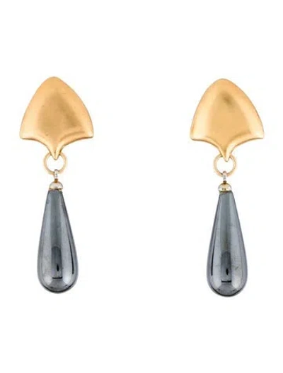 Pre-owned Robert Lee Morris Metallic Stone Drop Earring In Multi