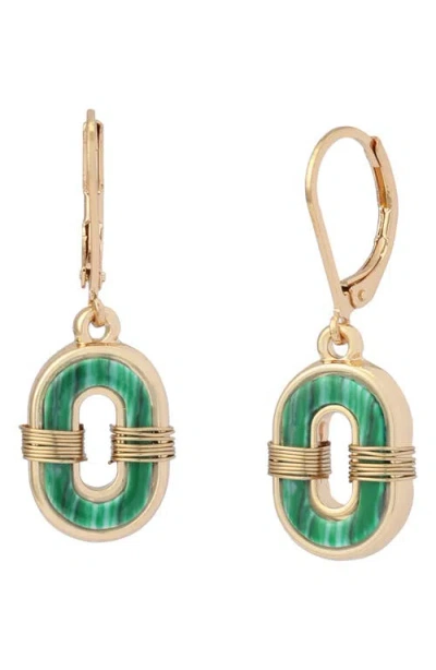 Robert Lee Morris Reconstituted Malachite Drop Earrings In Metallic