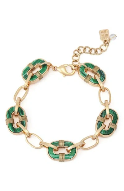 Robert Lee Morris Reversible Semiprecious Stone Bracelet In Gold
