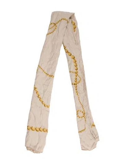 Pre-owned Robert Lee Morris Satin Printed Scarf In Neutral