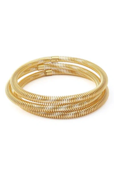 Robert Lee Morris Set Of Three Coiled Bangles In Gold