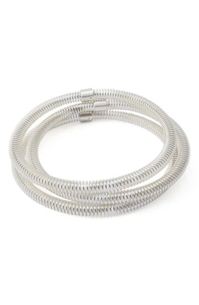Robert Lee Morris Set Of Three Coiled Bangles In Metallic