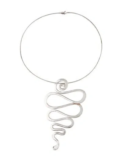Pre-owned Robert Lee Morris Snake Choker Pendant Necklace, 17.25" In Multicolor